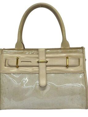 FURLA Cream Jacquard Leather Vinyl Handbag